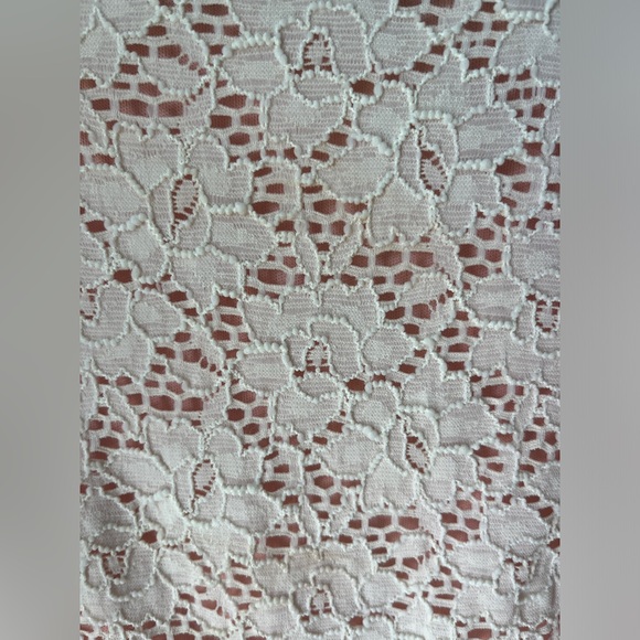 Lily White Peplum Lace Sleeveless Blouse | Size L | Cream w/ Pink Underlay - Picture 3 of 5